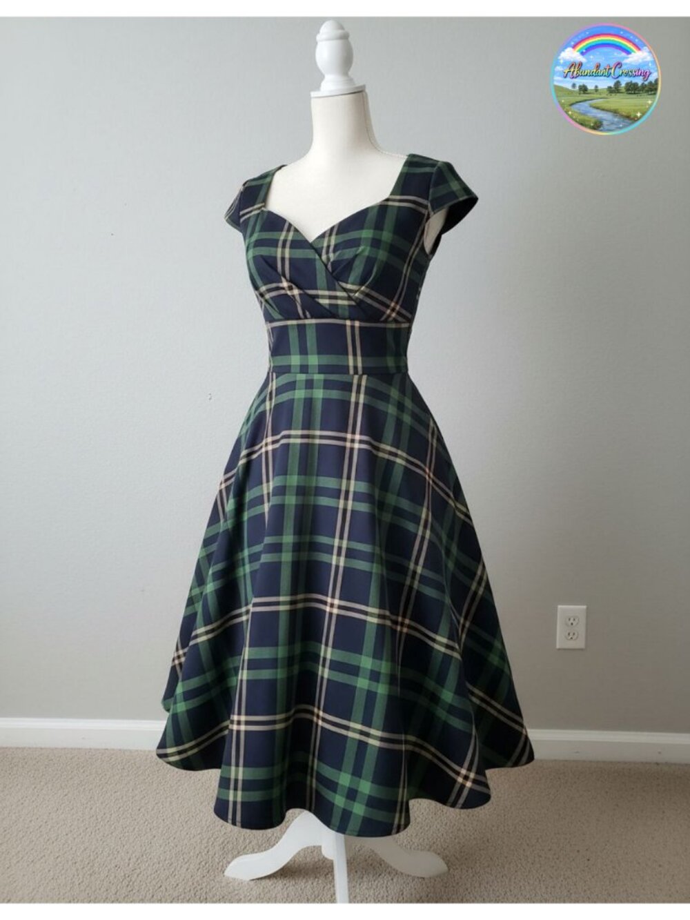 Cap Sleeve Retro 1950s Vintage Swing Cocktail Dress with Pockets